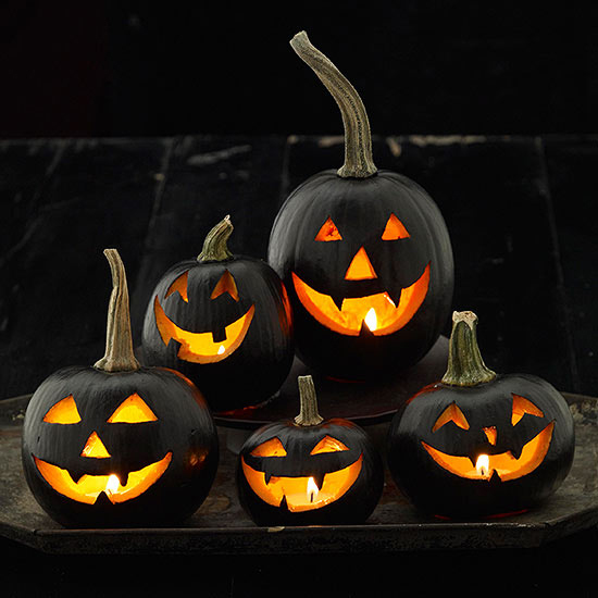 Halloween black carved pumpkins HomeBNC