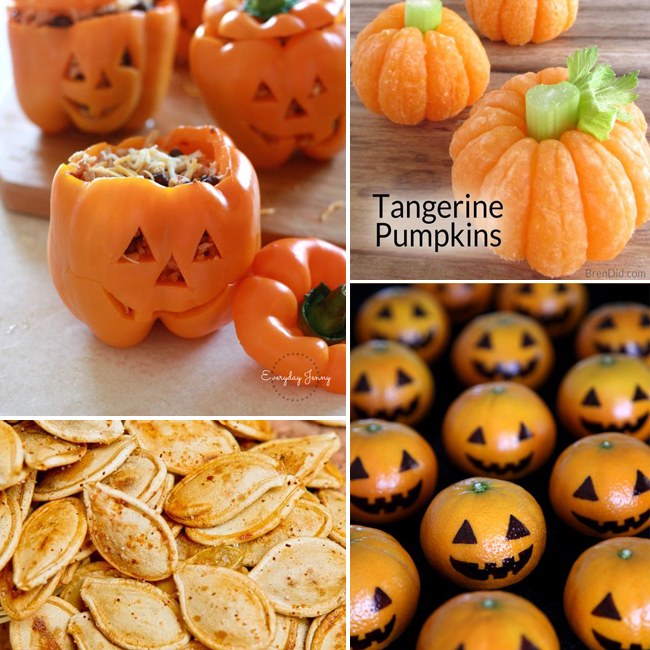 Healthy Halloween treats collage